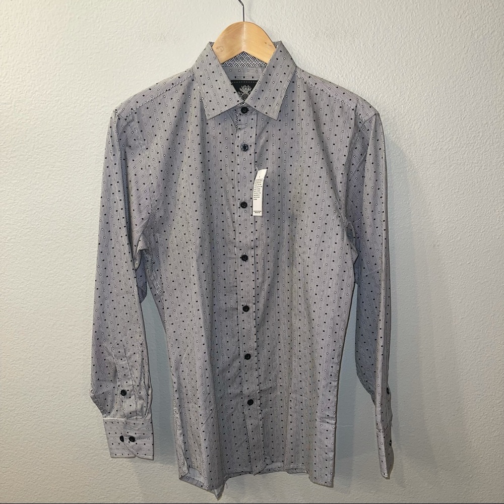 English Laundry Men’s Long Sleeve Button Down Dress Shirt Black